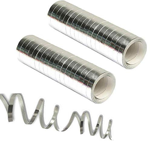 Unbekannt 2 Rollen Party Luftschlangen metallic Silber für z.b. Silvester Metallstreifen Dekoration