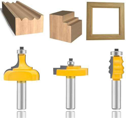 LEATBUY 10 PCS Architectural Molding Router Bit Set 1/2 Inch Shank, Woodwork Corner Rounding Edge Wood Door Drawer Cabinet Beading Router Bit Sets , CNC Woodworking Milling Tools (10)