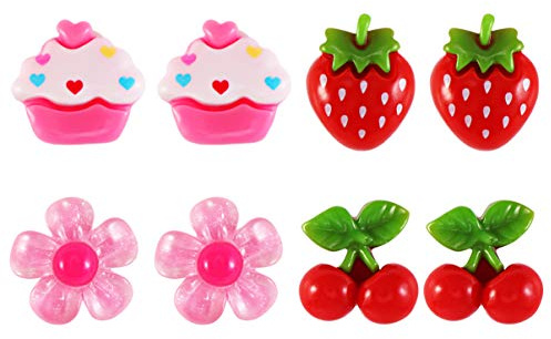 4 Paar Ohrclips MäDchen: Kinder Ohrringe Clips Ohrclips MäDchen Ohne OhrlöCher FüR Kinder Prinzessinnen Verkleidung Party SchmuckzubehöR