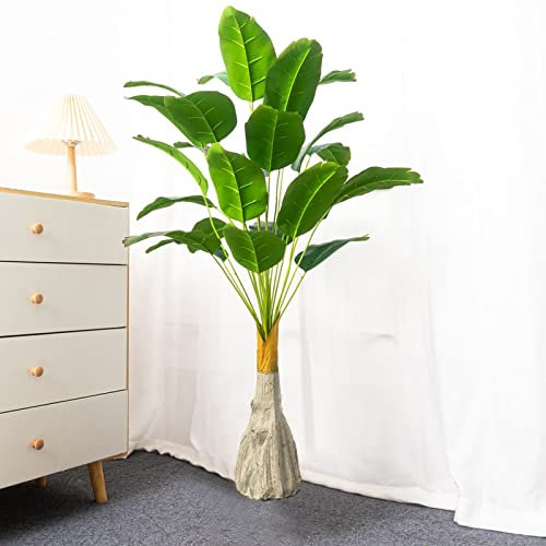 ZAW Pflanzen 100 cm 24Heads Künstliche Bananen Baum Große Tropische Pflanzen Gefälschte Palm Blätter Kunststoff Monstera Blätter Musa Baum for Herbst Dekor Artificial Pflanzen
