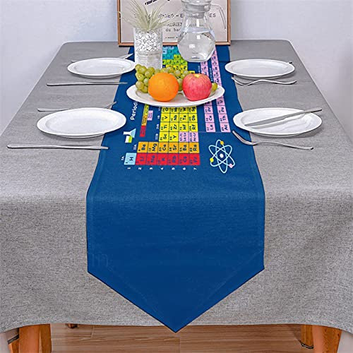 Banemi Tischläufer Herbst Modern, Stoff Tischdecke Blau Periodensystem Bettwäsche aus Baumwolle 46X183cm Dekostoff Hochzeit