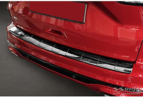 Avisa Spiegelschwarz Edelstahl Heckstoßstangenschutz kompatibel mit Ford Kuga III ST-Line/Hybrid/Vignale 2019-2024 & FL 2024- 'Ribs', Schwarz | kompatibel mit Ford Kuga III ST-Line/Hybrid/Vignale 2019-2024 & FL 2024- - Hochglanzschwarz