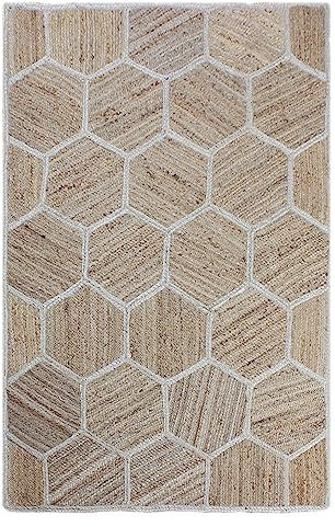CASAVANI Fernish Decor Jute Teppich Handgemacht Jute Bereich Teppich Wohnzimmer Bohemian Rug Outdoor Garten Yoga Teppich Umweltfreundlich Naturteppich Küche Boho Teppich 60x90 cm (2x3 Fuß)