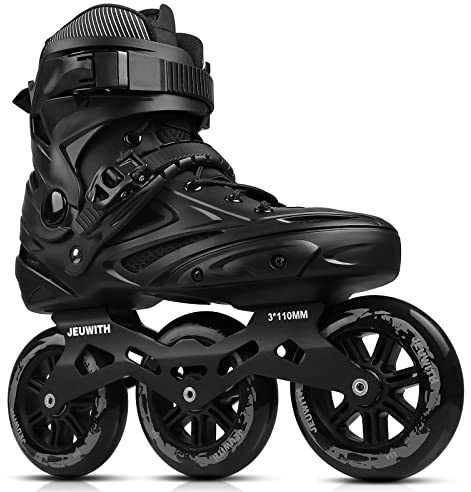 Inline Skates for Men Women, 3 Wheels 110mm Blades Roller for Adult Male Female, Classic Outdoor Fitness Inline Speed Skates for Unisex (Black) Men10-11/Women11-12/29.5cm