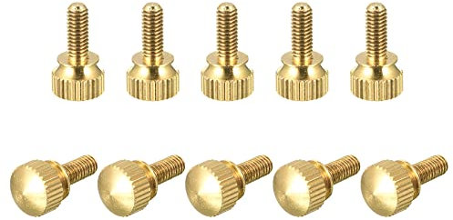 sourcing map 10uds Moleteado Mariposa Tornillos, M4x10mm Latón Hombro Pernos Escalonado Agarre Perillas Sujetadores para PC, Electrónico, Mecánico