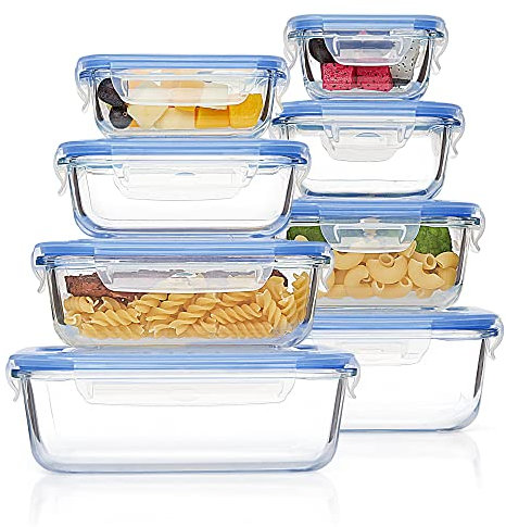 Vtopmart 8 Pack Glass Food Storage Containers with Airtight Lids