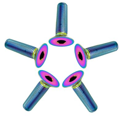 RISON-Titanium Tornillos de Cabeza Avellanada de Titanio M6x1.0x30mm, Tornillos Allen con Cabeza Plana Aleación de Titanio GR5, Tornillo con Hexágono Interior para Motocicleta, Bici, 5 Unidades