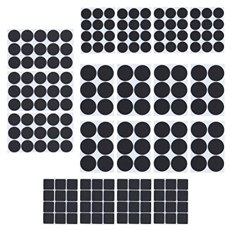 Relaxdays Antirutsch Pads für Möbel, 189er Pack, Selbstklebende Rutschstopper, 4 Größen, Eva Möbelstopper, schwarz