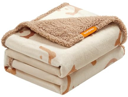 Feandrea wasserdichte Hundedecke, Sherpa Fleece Haustier Decke für große und extra große Hunde, Katzen, 203 x 152 cm, XXL, maschinenwaschbar, beidseitiger Sofabezug-Schutz, beige PPB080K01
