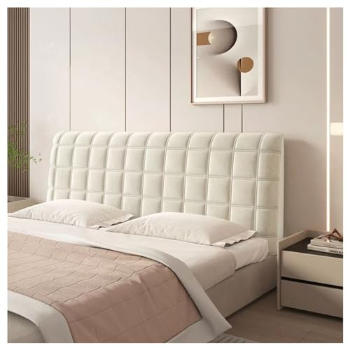 GOFOHIMI Samt-Bett-Kopfteil-Schonbezug, Stretch-Einzel-/Doppelbett-Kopfteil-Bezüge, gepolsterter All-Inclusive-Rückenlehnenbezug,Weiß,180cm