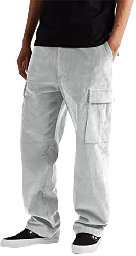 Duohropke Cordhose Herren Breitcord mit Gummizug Jogginghose Herren mit Bündchen Hosen Männer Baggy Freizeithose Herren mit Kordelzug Lang Weit Breit Cordhose
