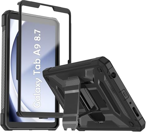 Samsung Galaxy Tab A9 Case 8.7 inch 2023, TrendGate Lightweight Shockproof Armor Series Full Cover Built-in Screen Protector with Stand for Galaxy Tab A9 8.7'' (SM-X110/X115/X117) - Black | Lightweight, Shockproof, Armor Series Case, with Screen Protector and Dual Angle Stand, Full Body/Drop Protection