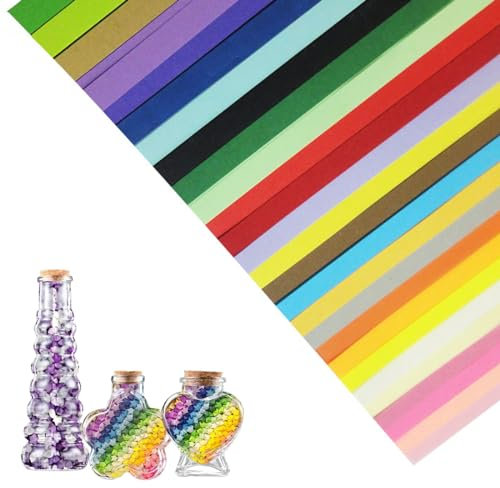 YOCDNOV Confezione di 540 Strisce di Carta Origami- Stelle di Origami,Strisce di Carta a Due Lati,Decorazioni artistiche a Stelle,per lavori di bricolage a Scuola(27 Colori)