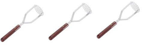 NOURIS Schiacciapatate, Pressa Carota Schiacciapatate Acciaio Inossidabile Riso in Legno (Color : As Shownx3pcs, Size : Mx3pcs)