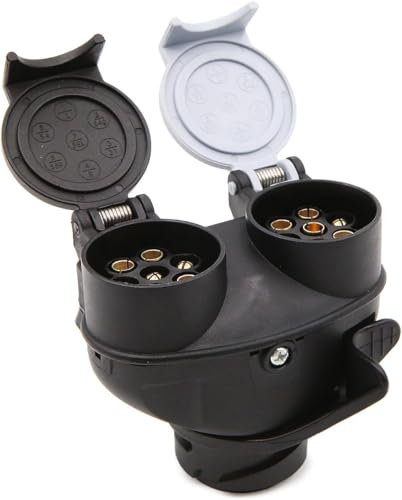 Boerni 2 In 1 Trailer Adapter, 2 In 1 Trailer Connector, 13 to 7 Pin Caravan Electric Trailer Connector Towbar Towing Socket (UK Plug)