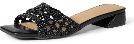 Amazon Essentials Mini Heel Mule Sandals Mujer, Tejido de Caña Negra, 39 EU