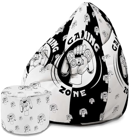 DreamRoots Sitzsack Erwachsene Oxford wasserdicht, Game Space | Bean Bag 80x80x120 cm, Oxford Stoff 220 g/m², mit Lehne, Hocker & Bezug, Sitzkissen Boden, mit Füllung