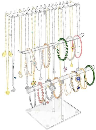XSEXO Schmuckständer, 3 Tier schmuckbaum für ketten aufbewahrung, Metall schmuckhalter für Ohrringe, Ringe, Armbänder, Uhren, Geschenke für Frauen