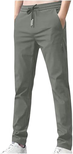 Mrat Pantalon extensible pour homme à séchage rapide - Coupe ample - Coupe ajustée - Coupe classique - Pantalon plissé infroissable - Cordon de serrage - Poches - Taille élastique - Grande taille