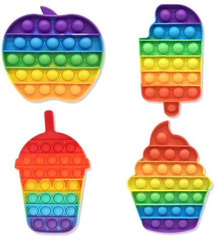 NJCXOLA 4er-Pack Pop It Fidget Toy, Pop Bubble Silikon Spielzeug, Antistress Spielzeug, Sensorisches Fidget Toy, Geburtstagsgeschenk für Kinder und Erwachsene