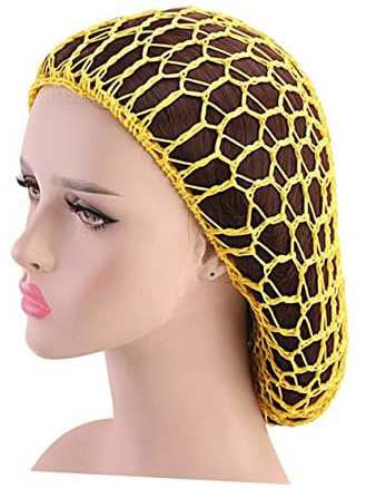 LIGIGWASH 2 Stück Handgehäkelte Lange Netz Schlafmütze Haarnetz Haarschutz Elastisch Unisex Schwarz Weinrot