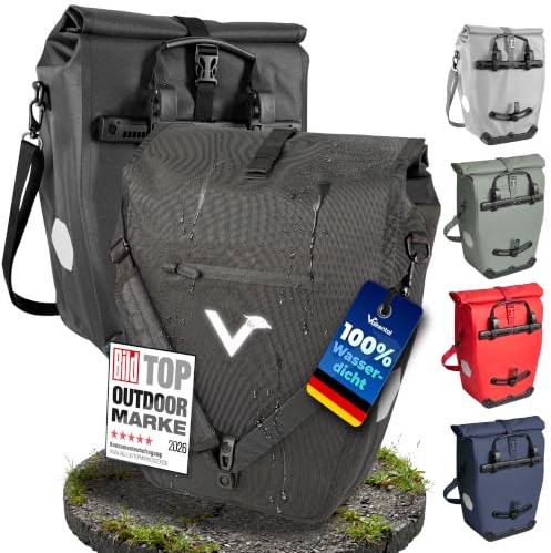 Valkental Gepäckträgertasche 28L, Abschließbar & PVC-frei | 28L Volumen, abschließbare Befestigung, PVC-frei, große Reflektoren, inkl. Tragegurt & Innenfächer