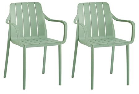 VORTIVO Gartenstühle 2er Set stapelbar - Hochwertige Outdoor-Stühle in Grün, wetterfest, UV-beständig, bis 200 kg – für Balkon, Terrasse & Esszimmer