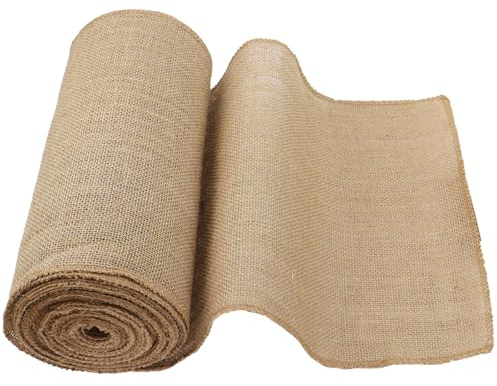 BEASAFY Jute Tischläufer Rolle, 30cm x 10m Juteband, Natur Jutestoff, Schneidbar Tischband, Strapazierfähig Dekostoff für Hochzeit, Bauernhaus Party, Kommunion, Rustikale Tisch, DIY