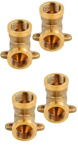 4 Stück 1/2 Wanddose Messing Bogen, 1/2 Zoll Wandscheibe, DN15 Wandwinkel Verteiler 90 Grad Gewinde Fitting mit Innengewinde, 1/2 Zoll IG x IG Fittingteile Wasser Wandanschluss