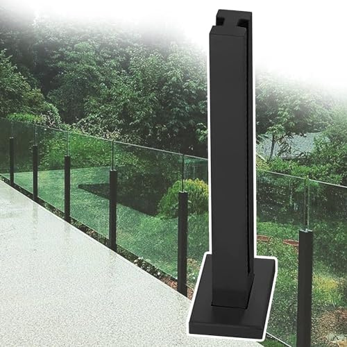 Poteau de balustrade en verre noir – et pilier de balustrade coupe-vent pour terrasses, terrasses, terrasses de jardin et plateformes de maison – Design sûr et robuste pour les espaces extérieurs