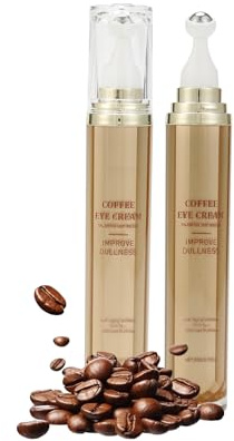 Caffeine Eye Cream Serum for Dark Circles and Puffy Eyes, Hyaluronic Acid Eye Cream with 360° Cooling Roller for Wrinkles, Bags & Fine Lines, Hydrating Under Eye Treatment for Men & Women, 20ml