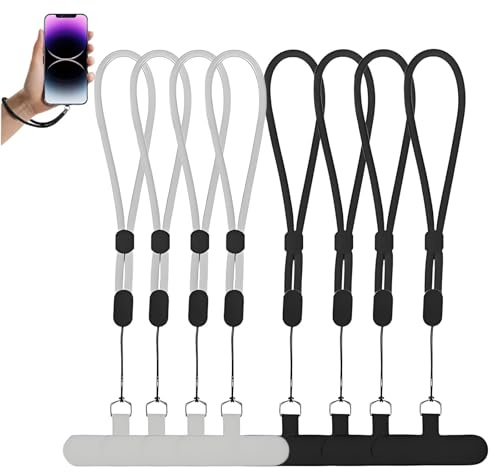 16 Pcs Universal Phone Wrist Strap Anti Theft Phone Strap, with Tether Clips Durable and Sturdy, Black and Gray Anti-Fall Anti-Loss Phones Strap Wrist, Suitable for Daily Travel and Outdoor Activities