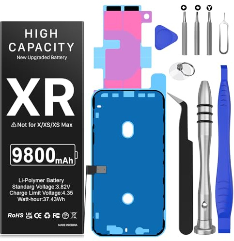 [9800mAh] Batterie pour iPhone XR, Batterie de Remplacement Haute Capacité Nouvelle 0 Cycle pour iPhone XR A1984, A2105, A2106, A2108 avec kit d'outils de réparation