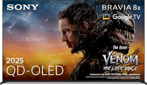 Sony BRAVIA 8 II - QD-OLED, AI XR Processor, Acoustic Surface Audio+, Dolby Vision/Atmos, IMAX Enhanced, Google TV (2025), Google Cast, Apple AirPlay 2, Eco Dashboard 2, Game Menu 2 (65, Zoll)