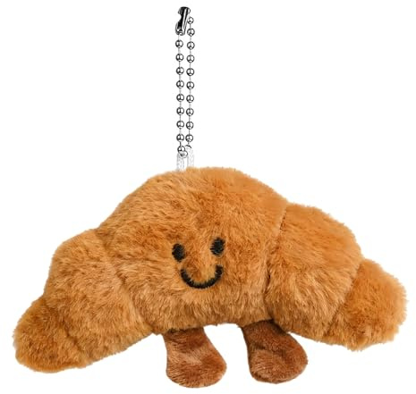 Fuerxy Brown Bread Bag Charm, Fashin Plush Keychain for Handbags Purse Bag Accessories Car Charms Key Charms (Croissant)