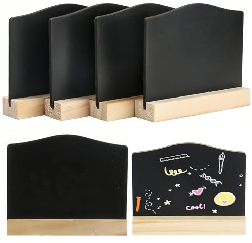 Confezione da 6 mini lavagne con supporto, piccole lavagne su entrambi i lati per appunti da cucina, numeri da tavolo, etichette per alimenti, buffet per feste e decorazioni per bar