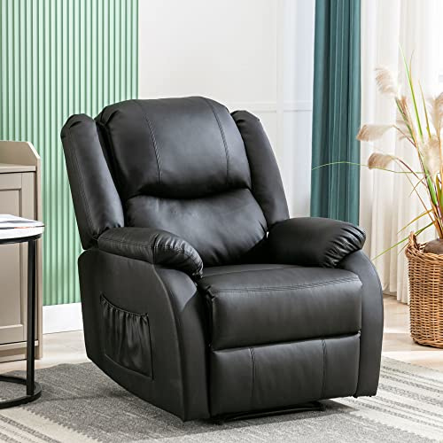 Relaxsessel & -liegen Einzelsessel Fernsehsessel Ausziehließer Liegestuhl PU Leder Sessel Liege Einlades Sofa Akzent Stuhl Handbuch Liege mit PU-Leder mit Fußstütze, Seitentasche für Wohnzimmer XXL