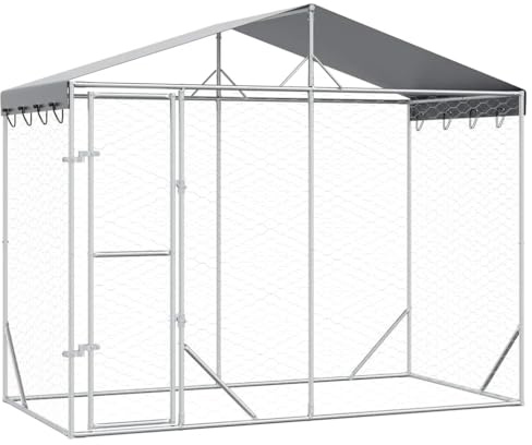 HETFTJN 10x5x8 ft Galvanized Steel Outdoor Dog Kennel with Roof