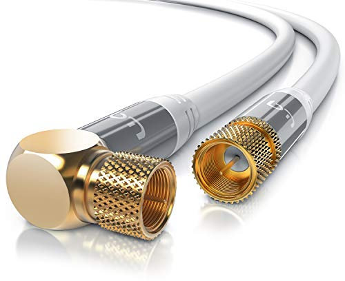 CSL - 2m SAT Kabel 8k 4k HDTV 90 Grad gewinkelt 135dB - Premium SAT Antennen Satellitenkabel F Stecker - TV HDTV Radio DVB-T DVB-C DVB-S DVB-S2 - Abschirmmaß 135db 75 Ohm - Weiß
