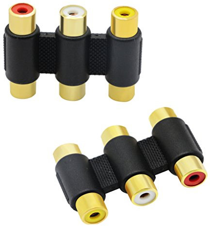 zdyCGTime (2PACK) -3-rca Jacks to 3-rca Jacks Coupler, femmina a femmina RCA adattatore bianco/rosso/giallo.