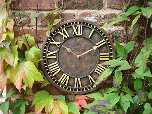 HH Home Hut Outdoor indoor Garden Wall Clock Hand Painted church clock 30cm rust