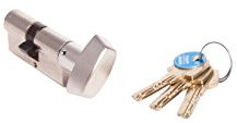 Tesa Assa Abloy, T85B3535N, Cilindro de Seguridad, T80, Leva Larga, Llave - Botón, Niquelado, 35 x 35 mm