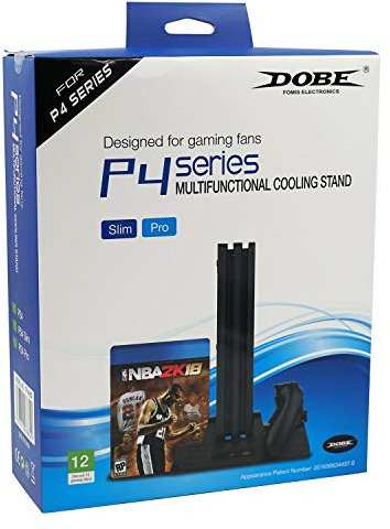 PlayStation Support Vertical Stand - ElecGear Ventilateur de Refroidissement, Dual chargeur station de charge Contrôleur charger, Stockage de 12 Jeux pour manette DualShock, PS4, PS4 Pro, PS4 Slim