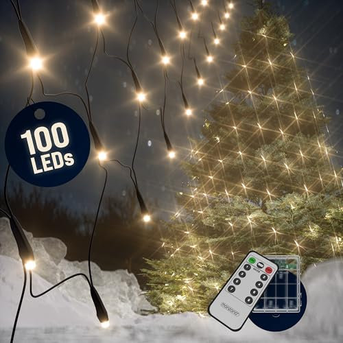 Monzana Guirlande lumineuse 100 LED filet pour intérieur extérieur décoration de Noël illumination