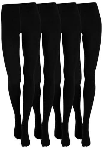 Yenita Damstrumpbyxor med fleece (2/4-pack) varma termostrumpbyxor svart, brun, röd, blå, strumpbyxor 4-pack, XL-XXL