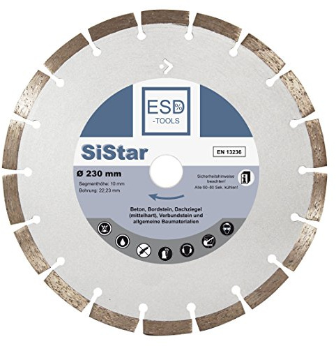 ESD-TOOLS | Diamanttrennscheibe SiStar für Beton, Stein und Dachziegel, Trocken & Nass verwendbar | Ø 230/22,23 mm