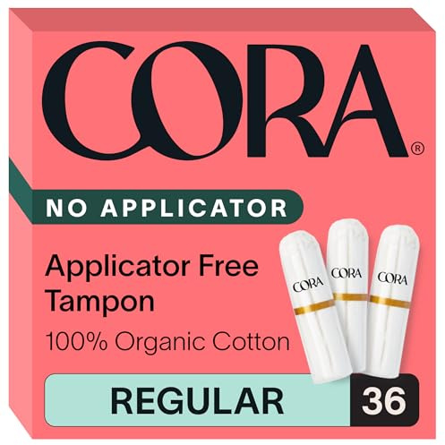 Cora Organic Cotton Non-Applicator Tampons (36 Regular Non-Applicator Tampons)