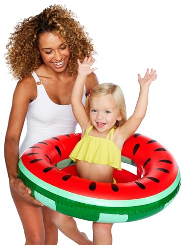 Large Lil Watermelon Baby Pool Float, Inflatable Swim Ring for Infants and Toddlers Ages 1–3, Beginner Water Float for Pool Play, Easy to Inflate Summer for Kids
