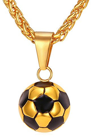 U7 Boys Necklaces Chain Novelty Soccer Sport American Football Pendant Chunky Gold Necklace