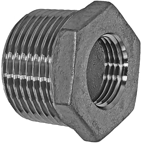 Reduzier Stück aus V4A Edelstahl Außengewinde AG 2 x 1 Zoll Innengewinde IG reduziert Gewinde Fitting Trinkwasser geeignet Reduzierung Verbinder Verschraubung Rohr Adapter